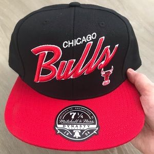 Chicago Bulls Mitchell & Ness Fitted 7 1/4 Team Script NBA Hat | Brand New